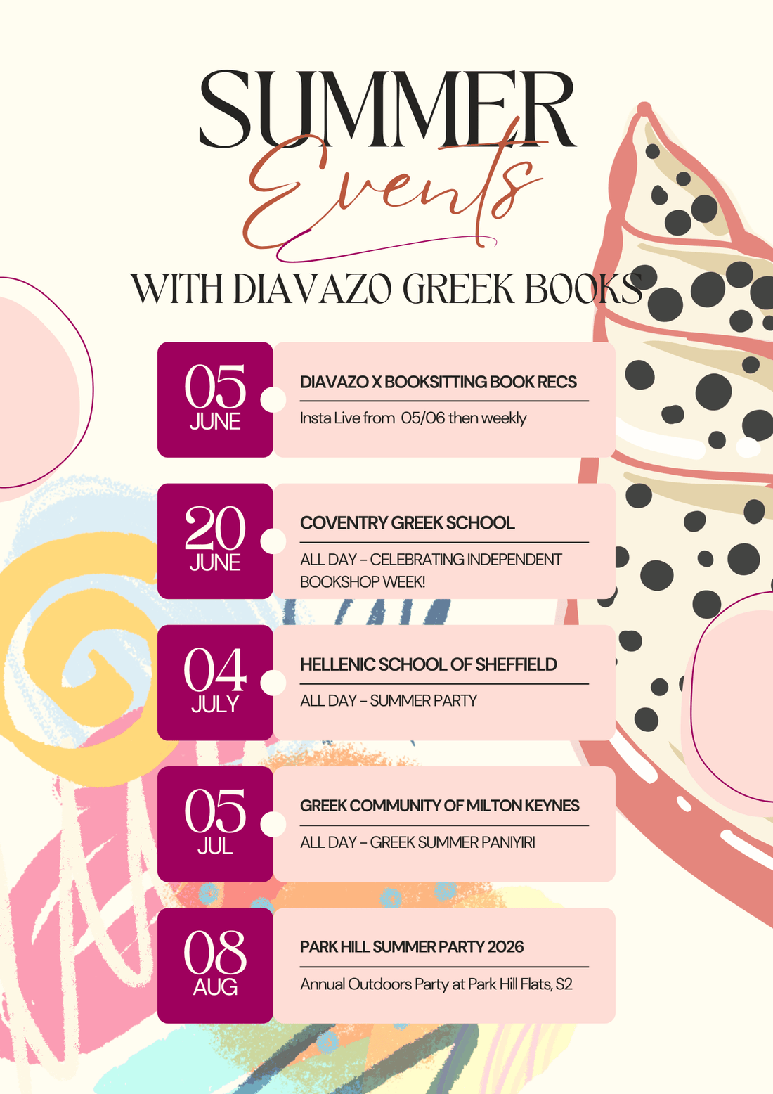 Summer Events 2026 with Diavazo Greek Books! - Diavazo Greek Books