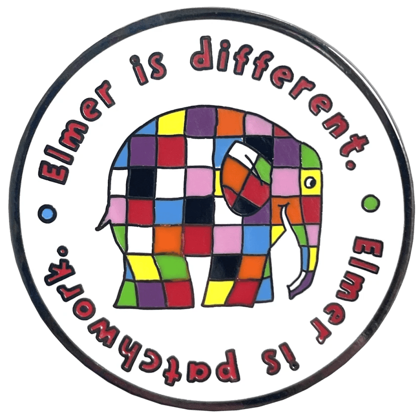 Elmer is Patchwork Pin Badge / Κονκάρδα Έλμερ - Diavazo Greek Books