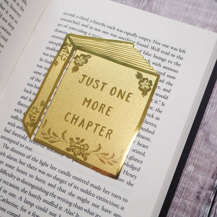 Just One More Chapter Brass Bookmark - Diavazo Greek Books