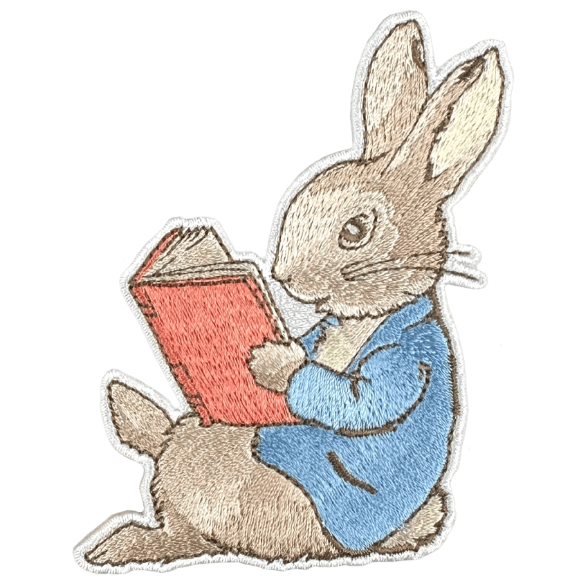 Peter Rabbit Reading Sew / Iron On Patch - Diavazo Greek Books