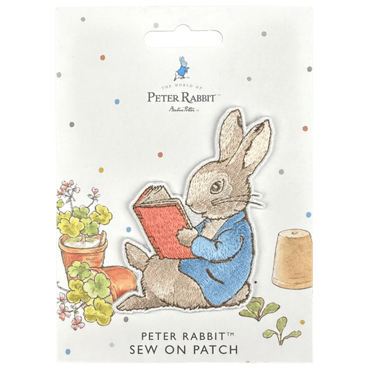 Peter Rabbit Reading Sew / Iron On Patch - Diavazo Greek Books