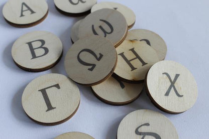 Wooden Alphabet Discs (Greek) - Clever Little Koalas - Diavazo Greek Books